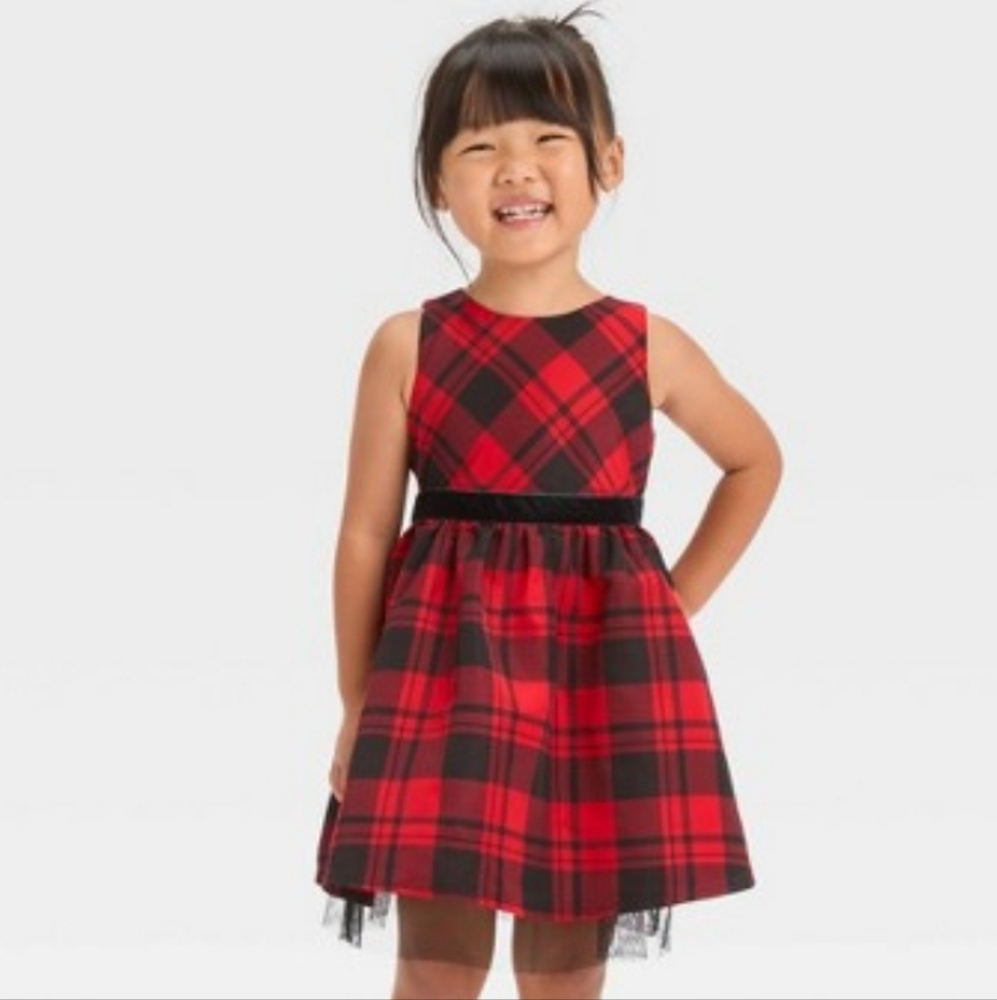 Girls' Sleeveless Plaid Dress - Cat & Jack Red